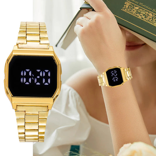Digital Watch For Women Luxury Gold Silver Fashion Steel LED Number Wristwatch Electronic Men Sports Clock Gifts Reloj Mujer